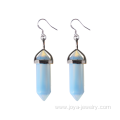 Natural Gemstone Healing Hexagonal Columns Crystal Hook Earring